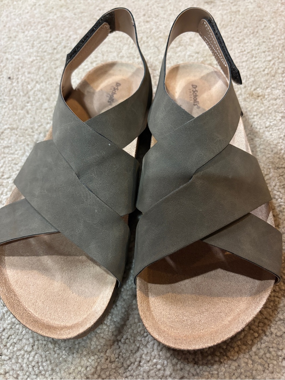 Dr. Scholl's Olive Green Crisscross Slingback Sandals